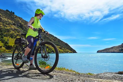 Cycling around Akaroa New Zealand